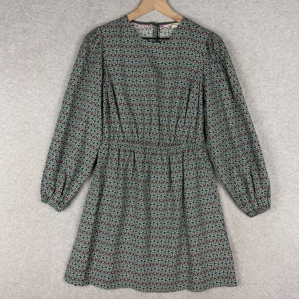 Boden Dress Womens 4 Petite Green Pink Floral Preppy Pockets Garden Party